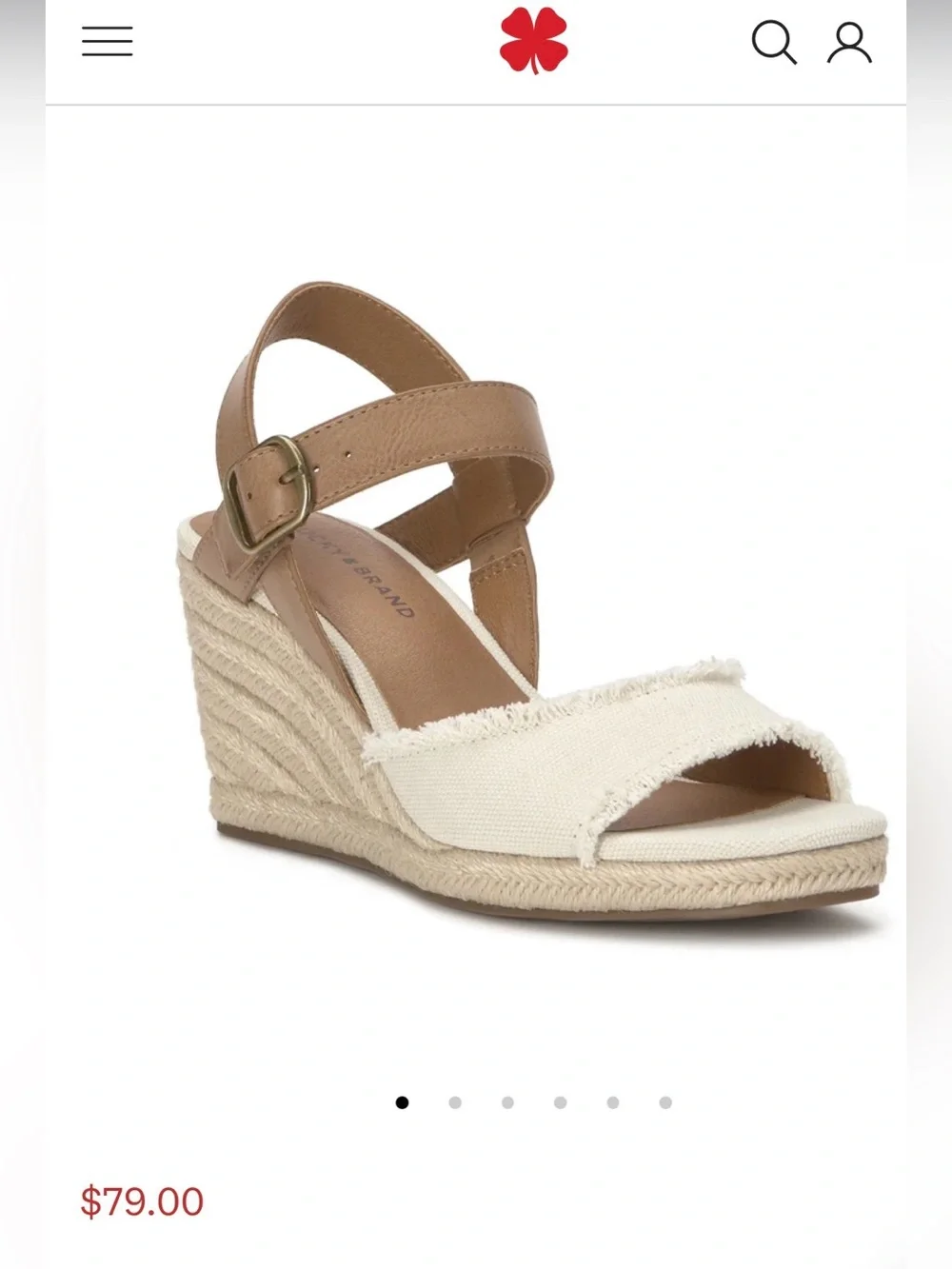 Lucky Brand Cream Canvas Cork Wedge Sandals